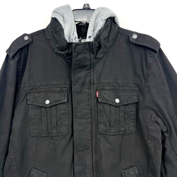 Levi's Mens Sherpa Lined Trucker Jacket Large Black Two Pocket Hooded NWT - Picture 5 of 12